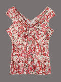 Twisted Front Floral Print Sleeveless Top