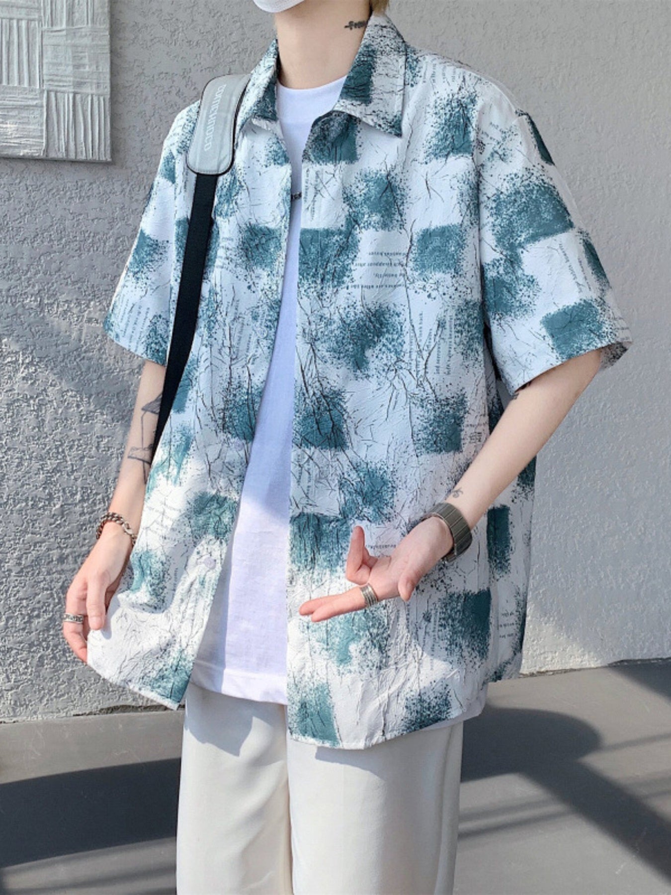 Men's Plus Size Abstract Pattern Short Sleeve Shirt