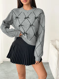 Diamond Pattern Bow Detail Sweater