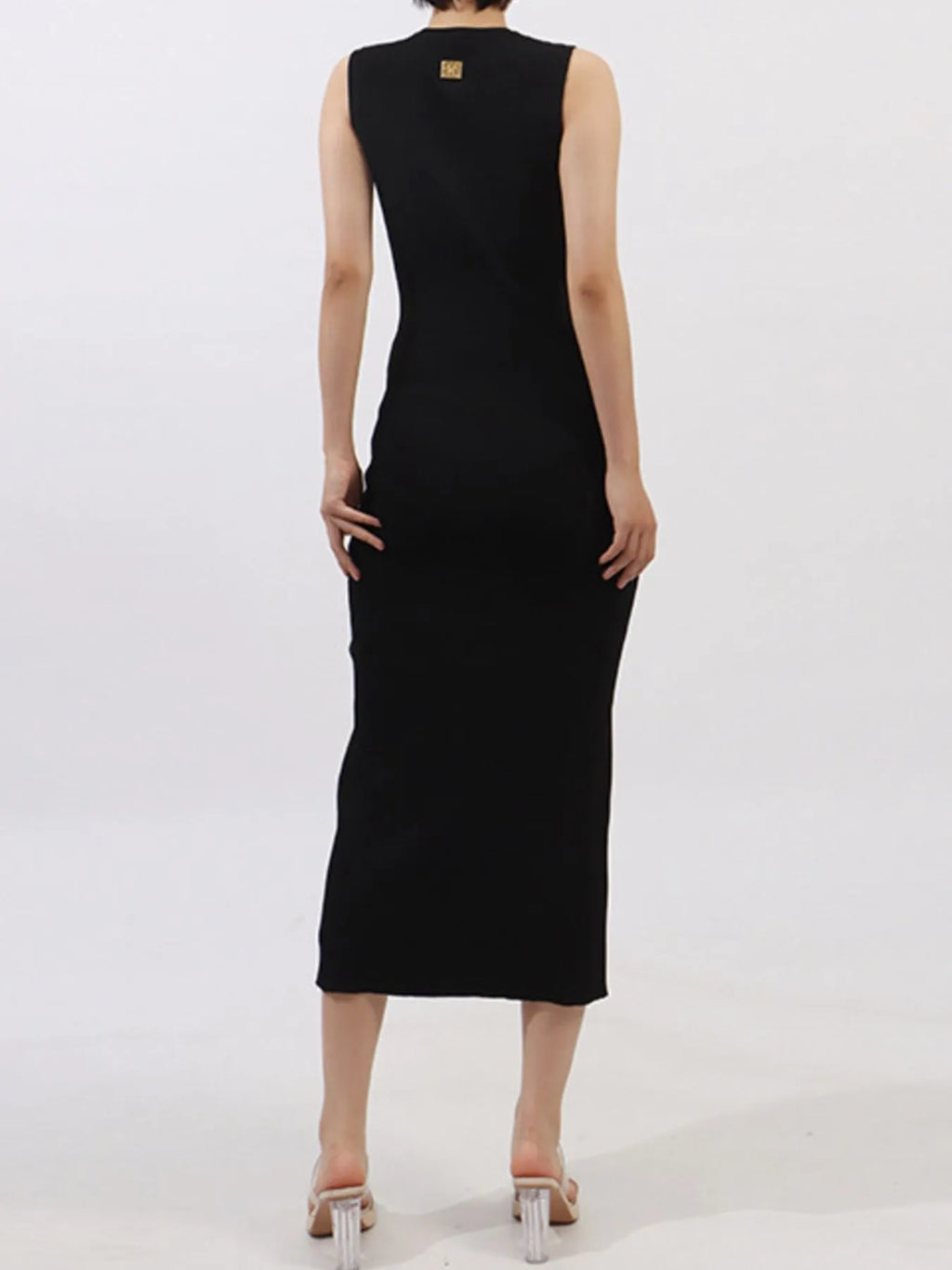 Slit Round Neck Sleeveless Dress
