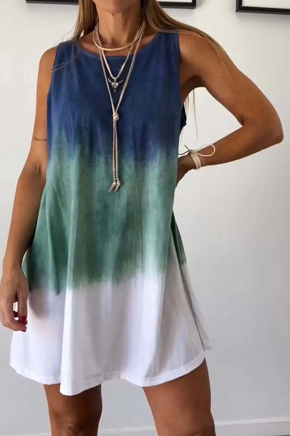 Tie-Dye Sleeveless Mini Tank Dress