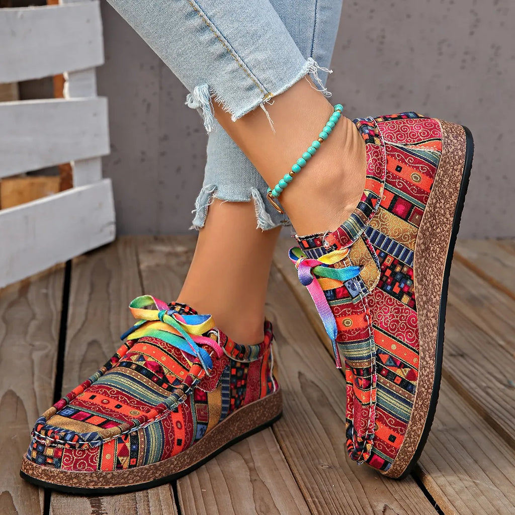 Printed Round Toe Sneakers