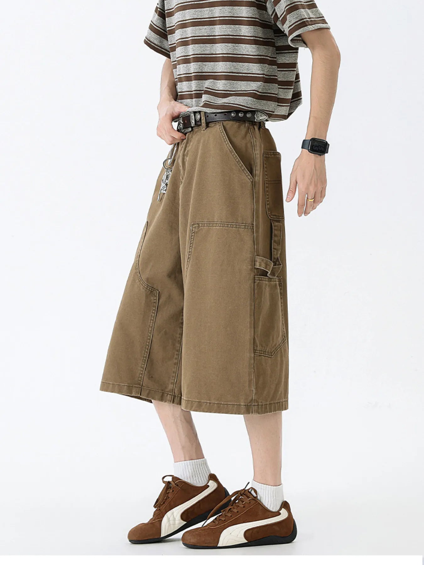 Men's Full Size Wide Leg Cargo Denim Shorts Plus Size