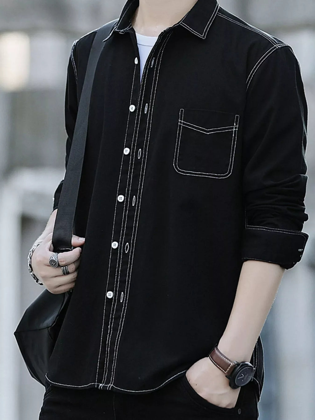 Men's Full Size Button Up Long Sleeve Shirt Plus Size