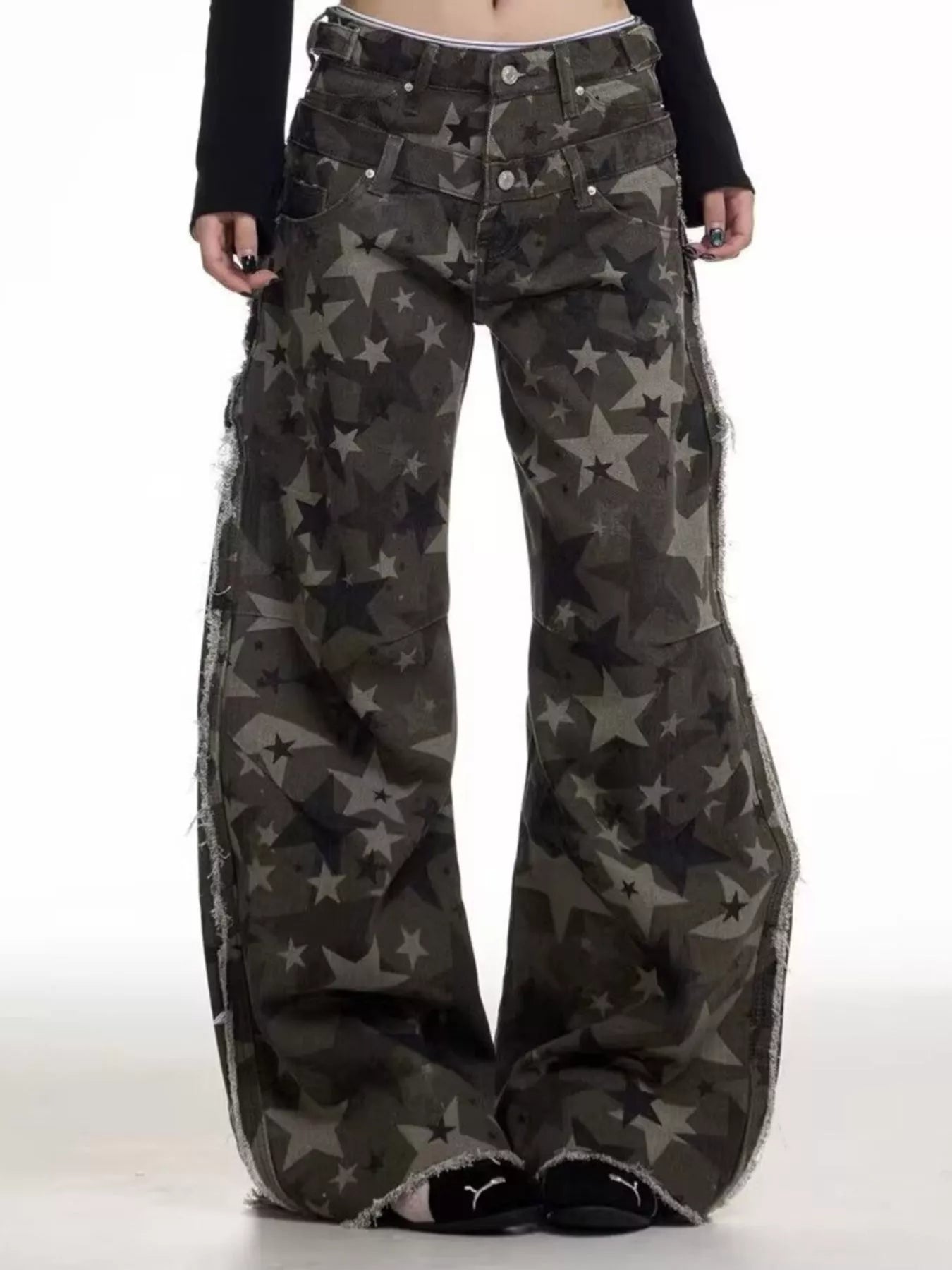 Men's Full Size Star Print Wide Leg Jeans Plus Size