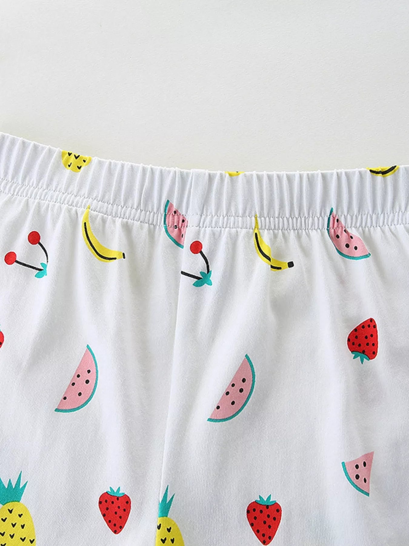 Children's Ruffled Flamingo Top and Fruit Print Shorts Set