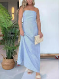 Full Size Strapless Casual Maxi Dress Plus Size
