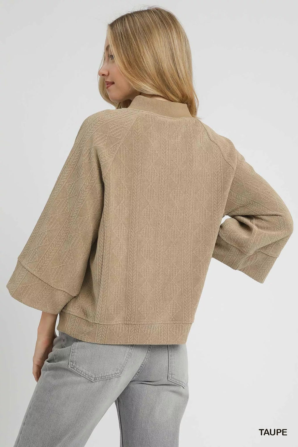 Umgee Textured Knit V-Neck Top
