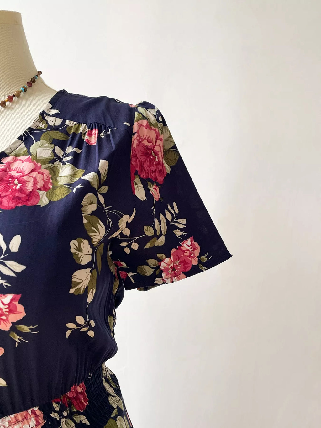 Plus Size Floral Print Short Sleeves V-Neck Dress