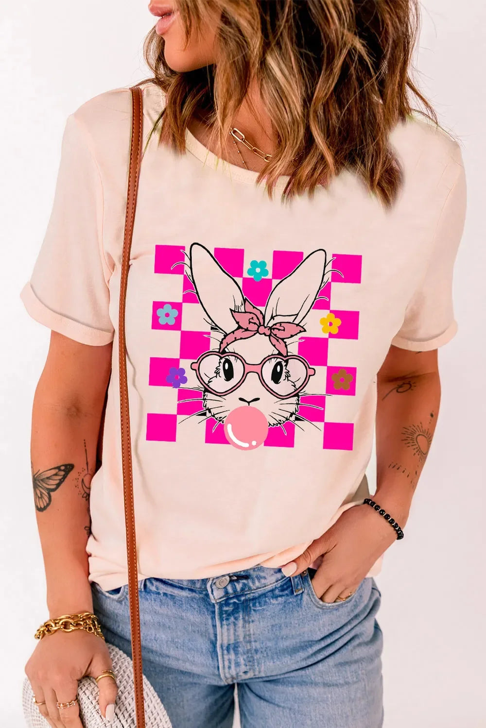 Rabbit Round Neck Short Sleeve T-Shirt