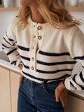 Striped Button-Front Sweater