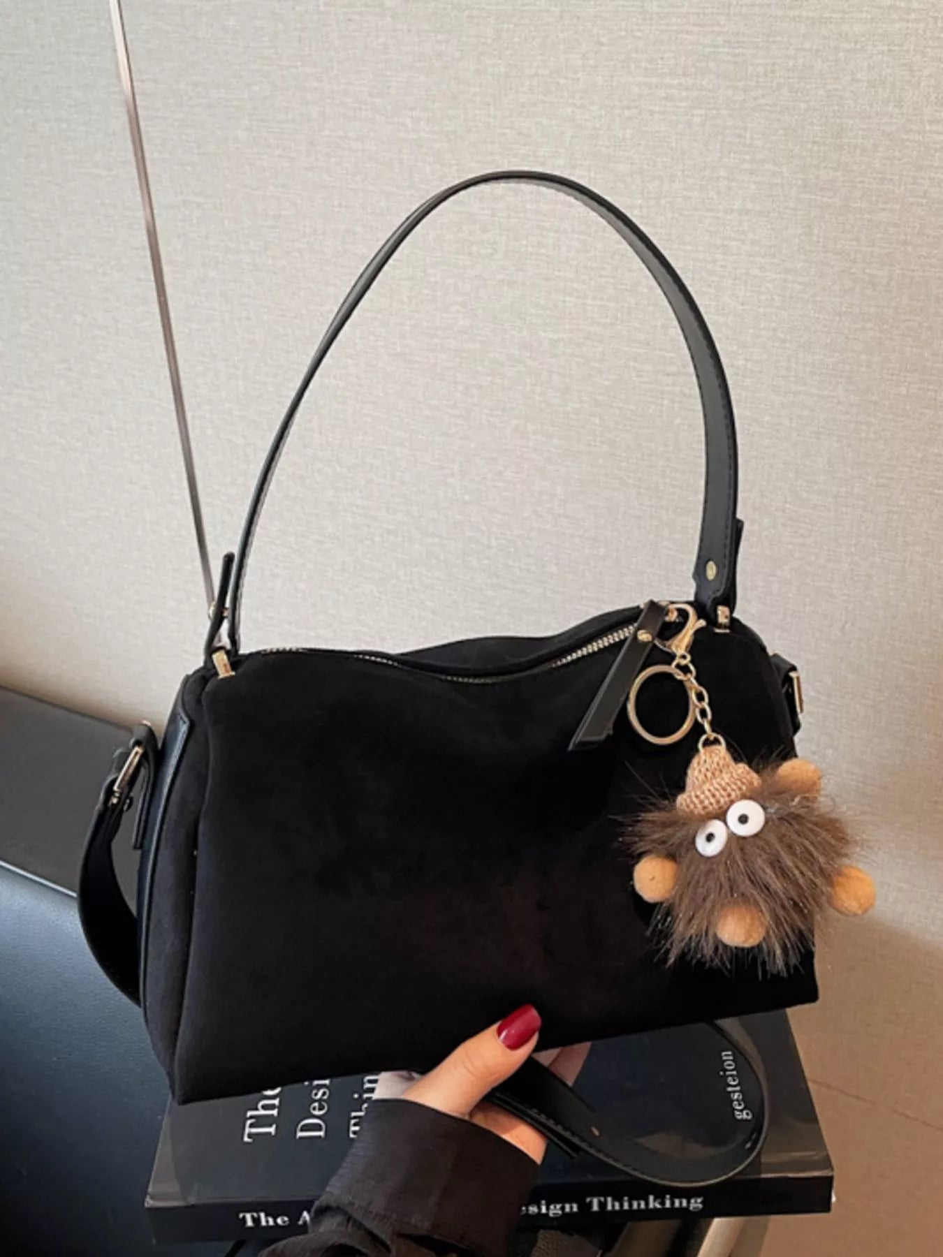 Crossbody Bag with Furry Charm
