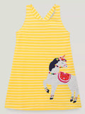 Children's  Striped Unicorn Applique Dress
