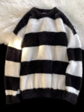 Men's Striped Fuzzy Knit Pullover Sweater