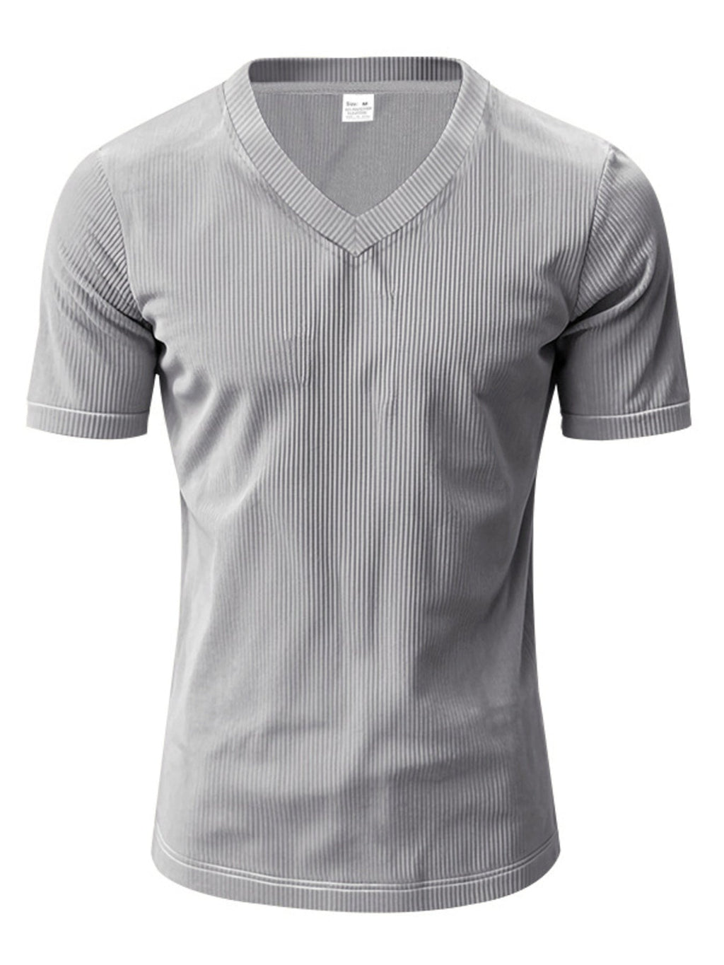 Men's Full Size Ribbed V-Neck T-Shirt Plus Size