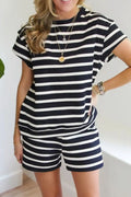 Striped Short Sleeve Top and Shorts Set