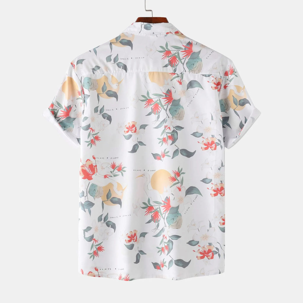 Men's Printed Button Up Short Sleeve Shirt