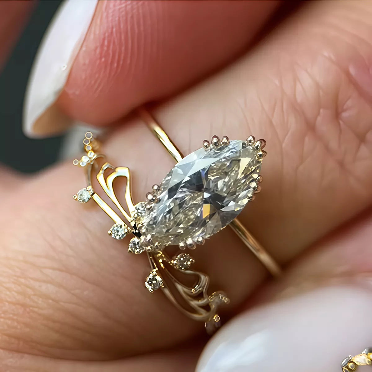 2 Piece 2 Carat Moissanite 925 Sterling Silver Zircon Ring