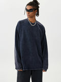 Men's Washed Round Neck Long Sleeve T-Shirt