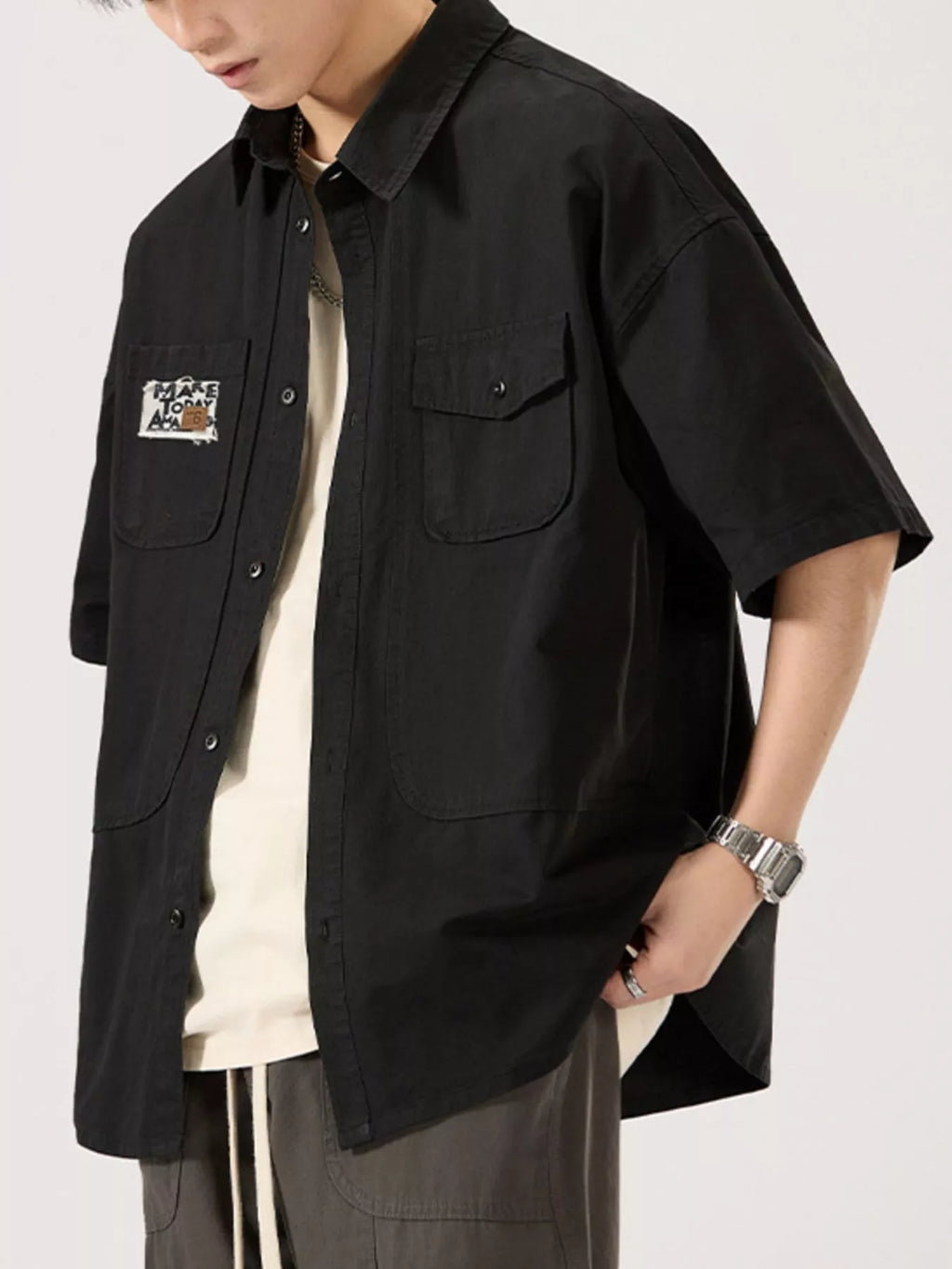 Men's Full Size Button Up Short Sleeve Shirt Plus Size