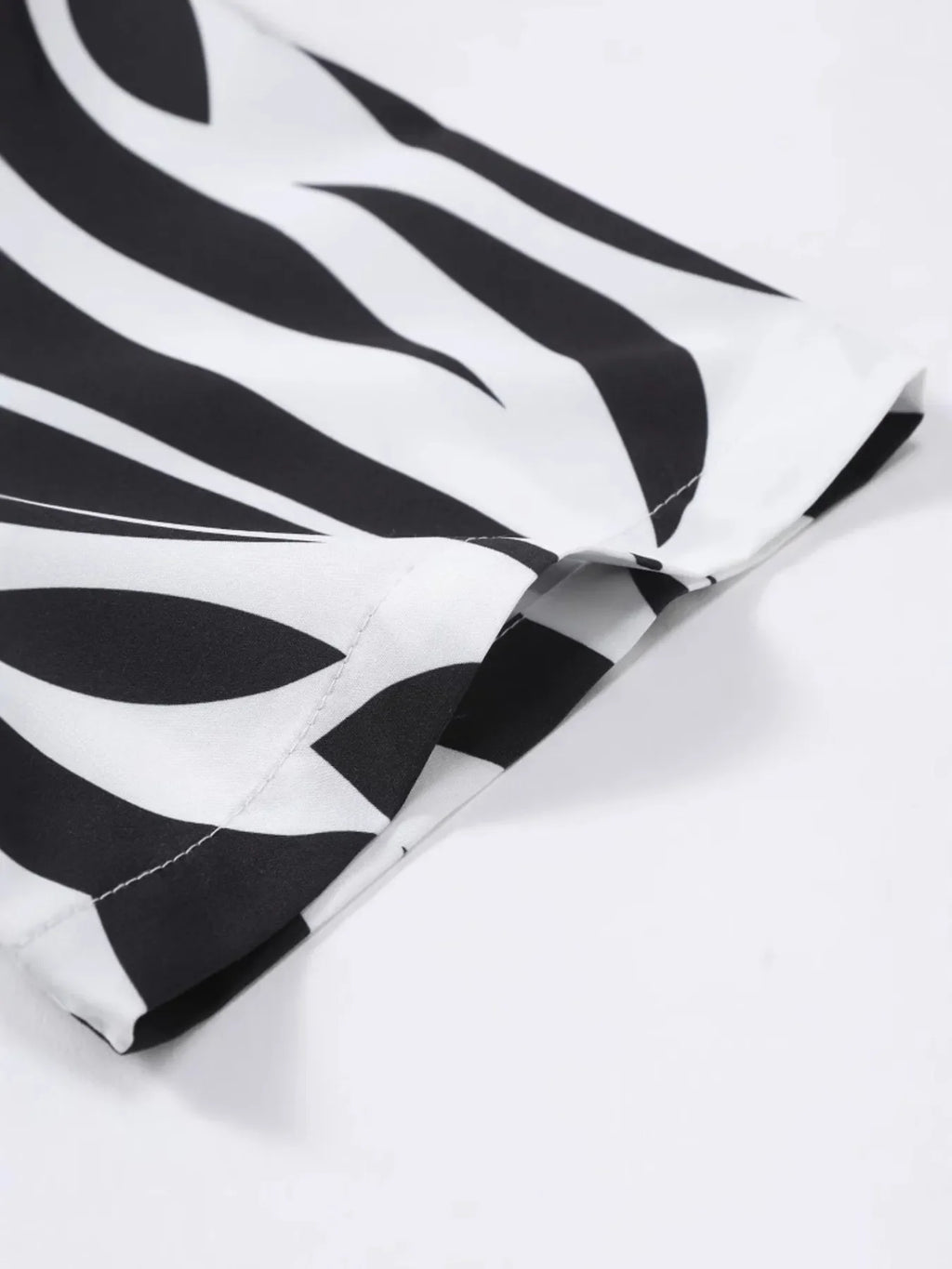 Men's Zebra Print Short Sleeve Shirt and Shorts Set