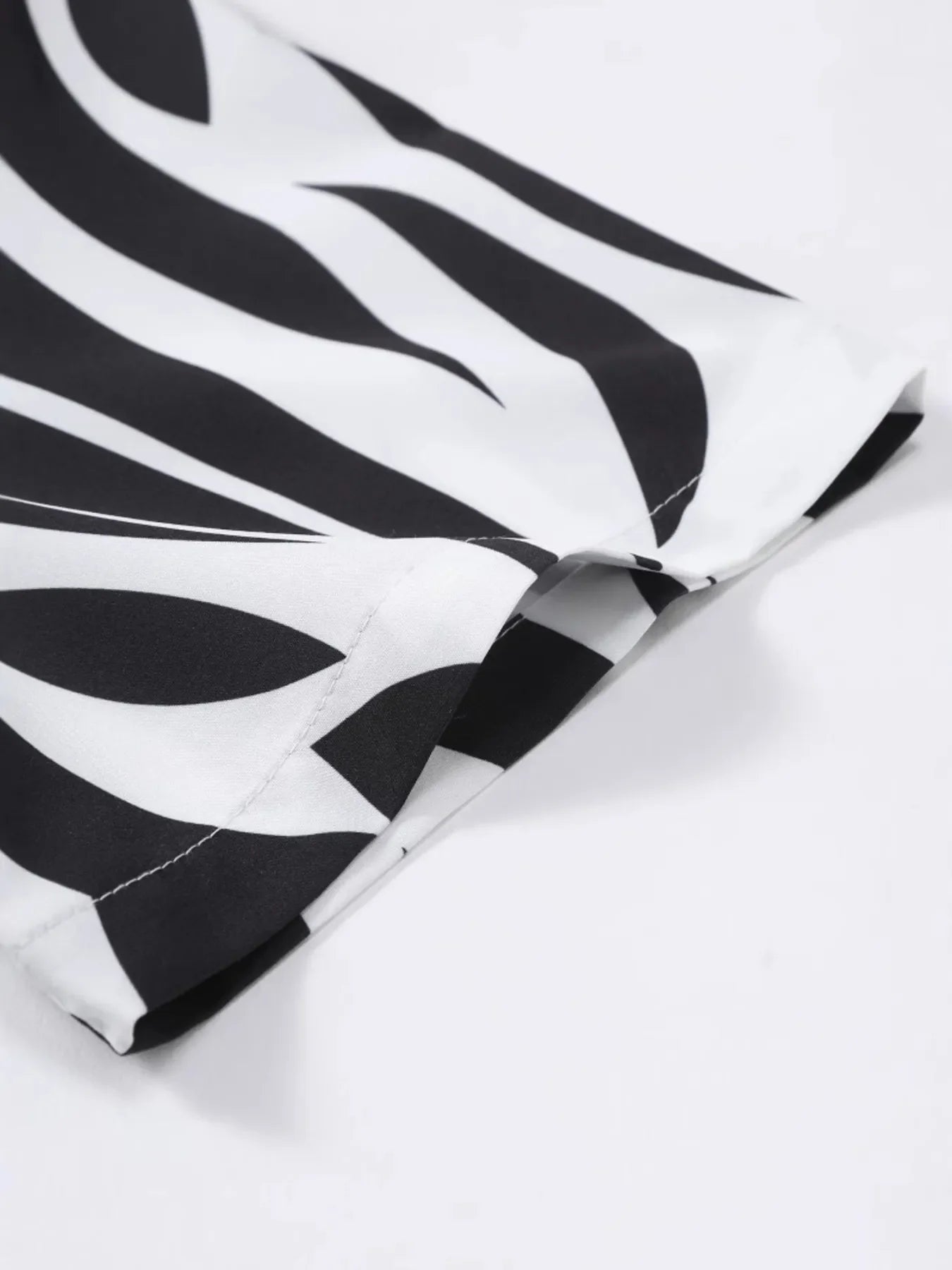 Men's Zebra Print Short Sleeve Shirt and Shorts Set
