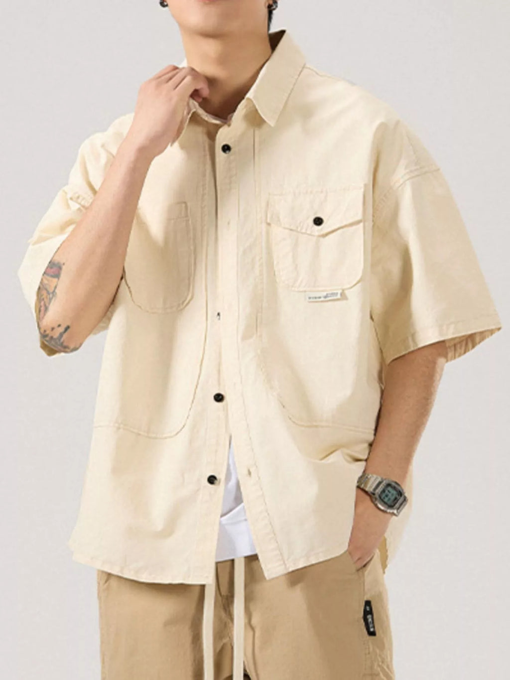 Men's Full Size Button Up Half Sleeve Shirt Plus Size