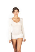 EGI Luxury Wool Silk V-Neck Long Sleeve Top. Proudly Made in Italy (1493)