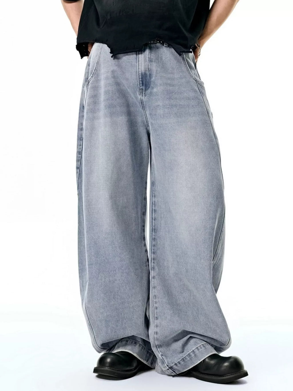 Men's Washed Wide Leg Jeans