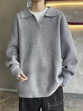 Men's Casual Knitted Polo Collar Pullover