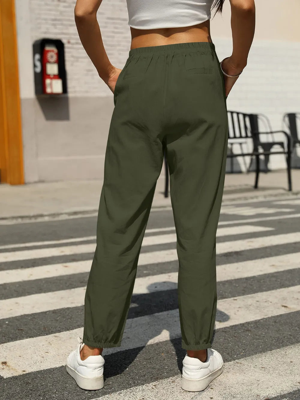 Elastic Waist Tapered Pants