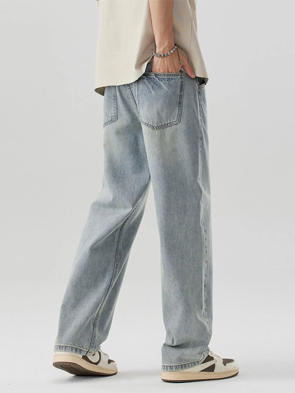 Men's Wash Wide Leg Jeans