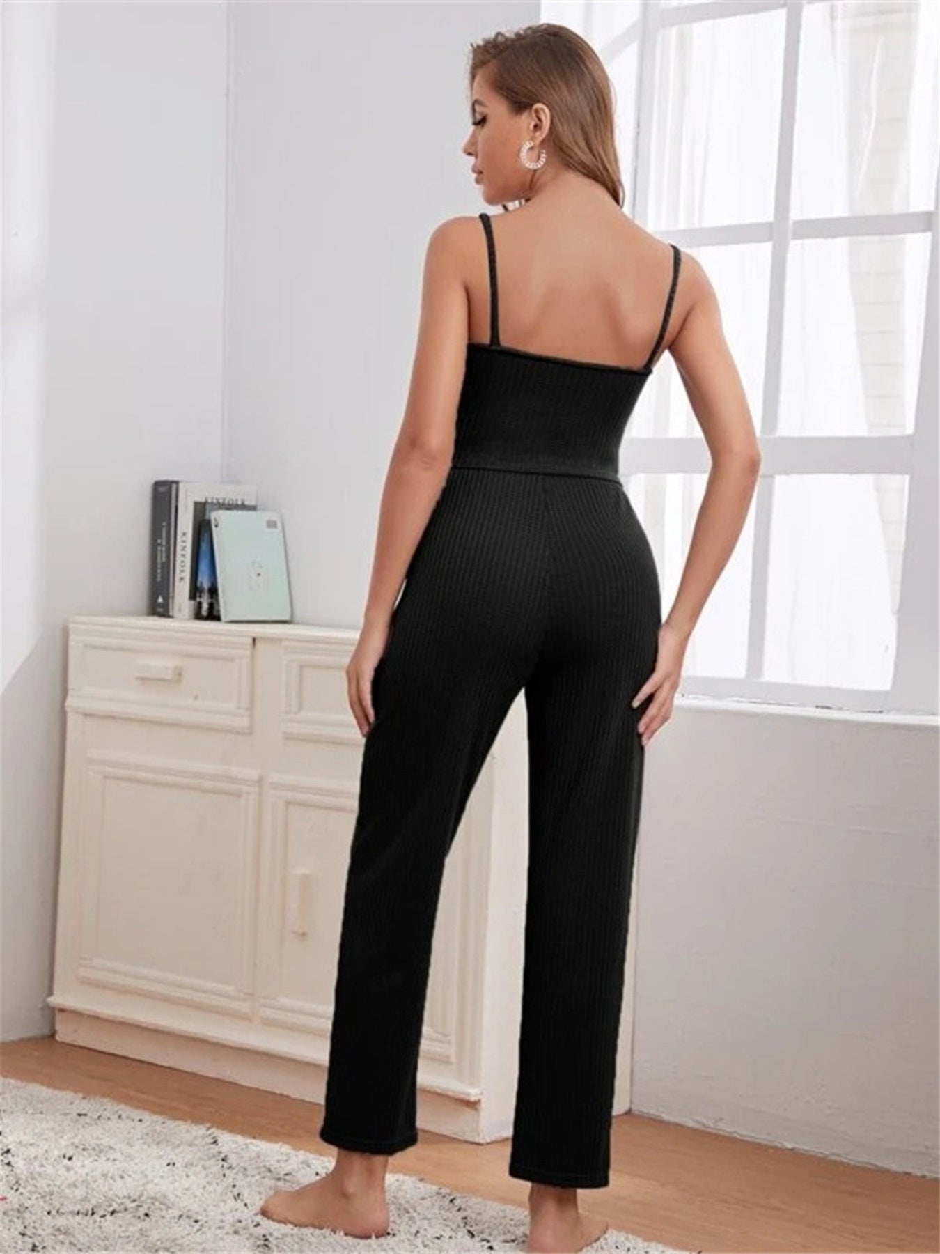 Scoop Neck Cami & Pants & Cardigan Set