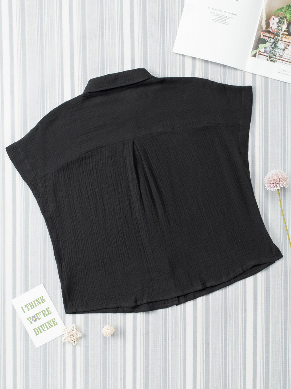 Crinkle Cotton Loose Short Sleeve Shirt