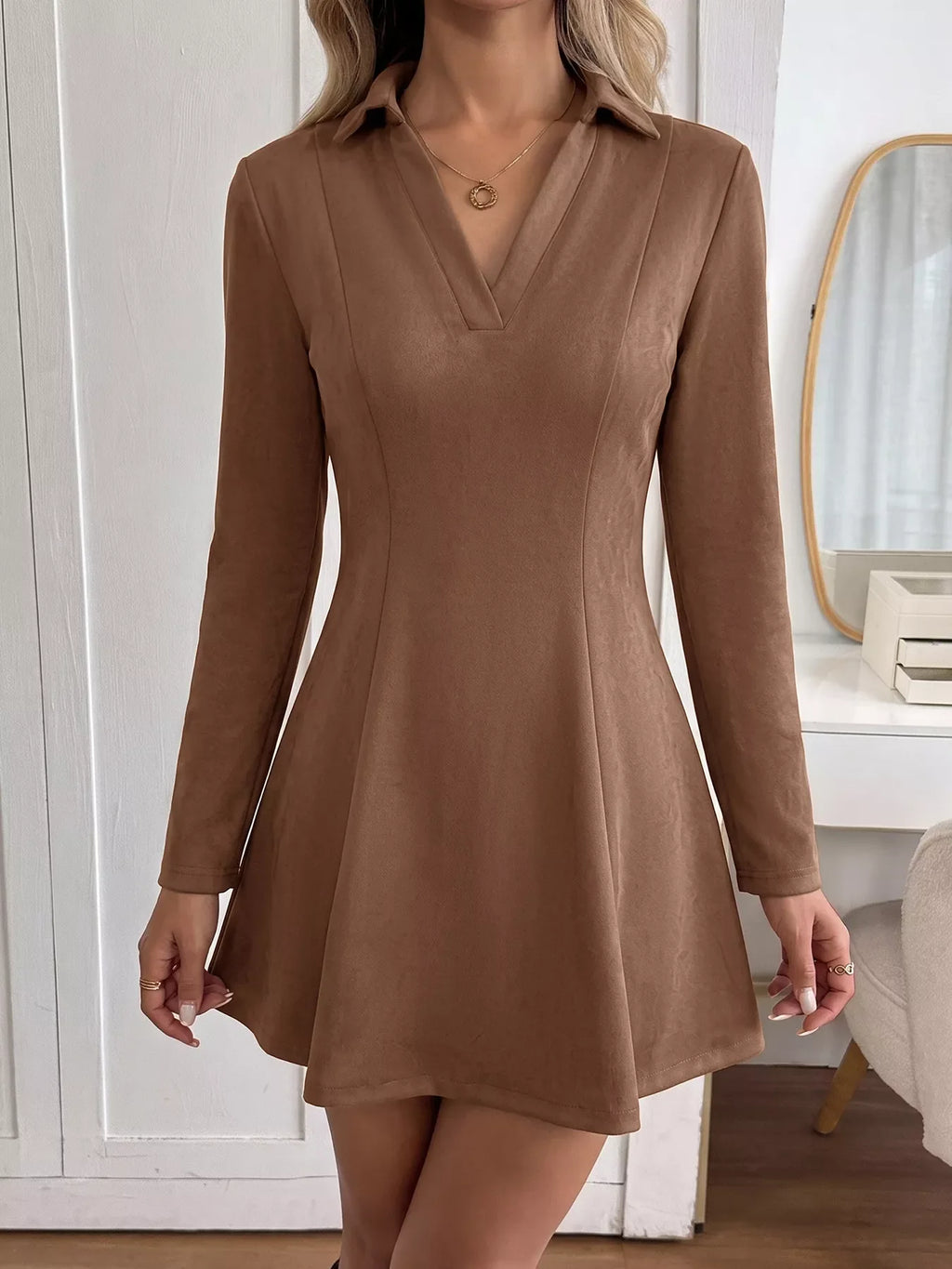Johnny Collar Long Sleeve Dress