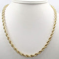 14K Solid Yellow Gold 4MM Rope Chain Thick Necklace Bracelet for Men and Women