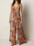 Plus Size Patchwork Wide-Leg Jumpsuit