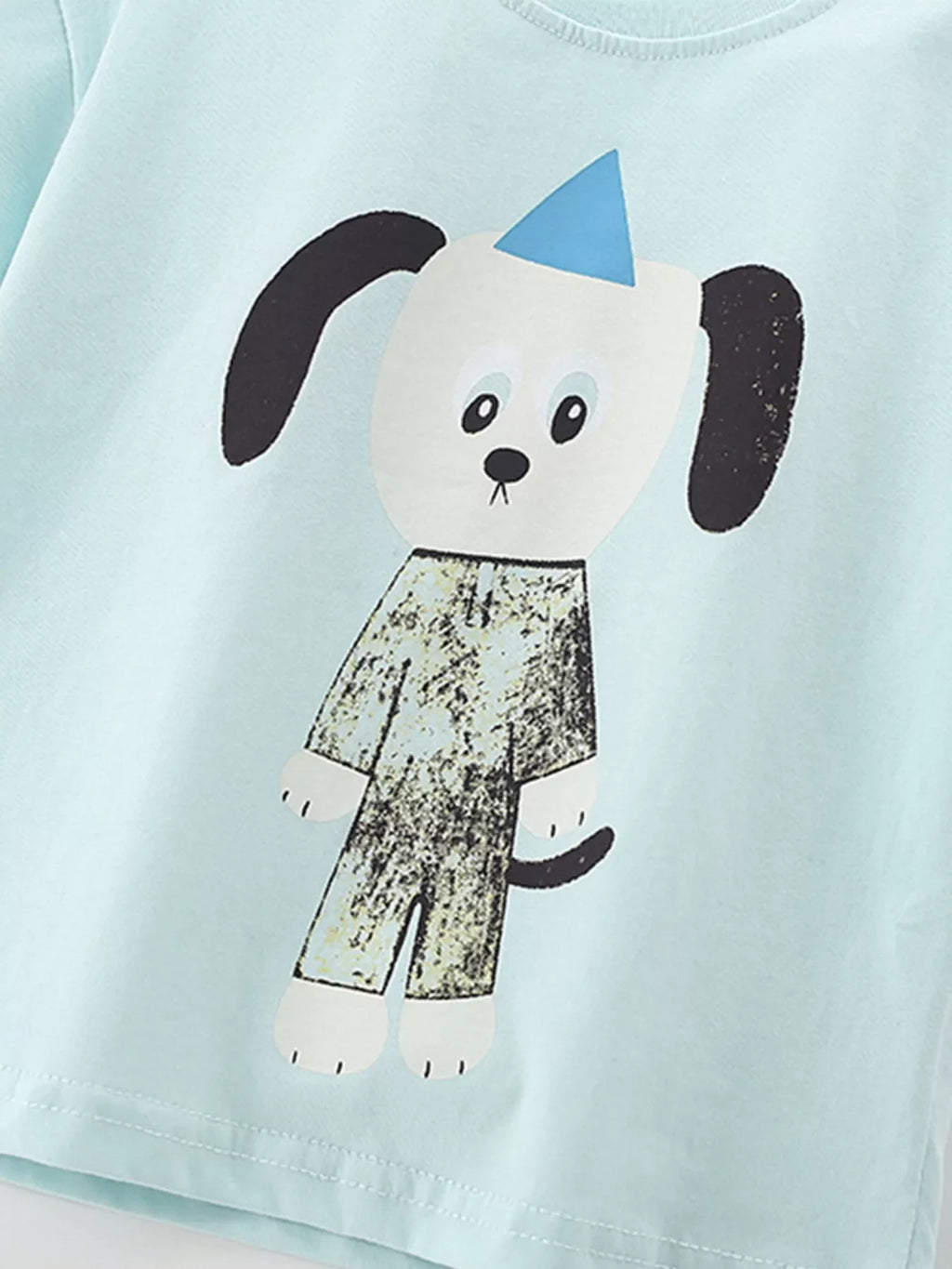 Children's Cute Cartoon Dog Graphic Short Sleeve T-Shirt