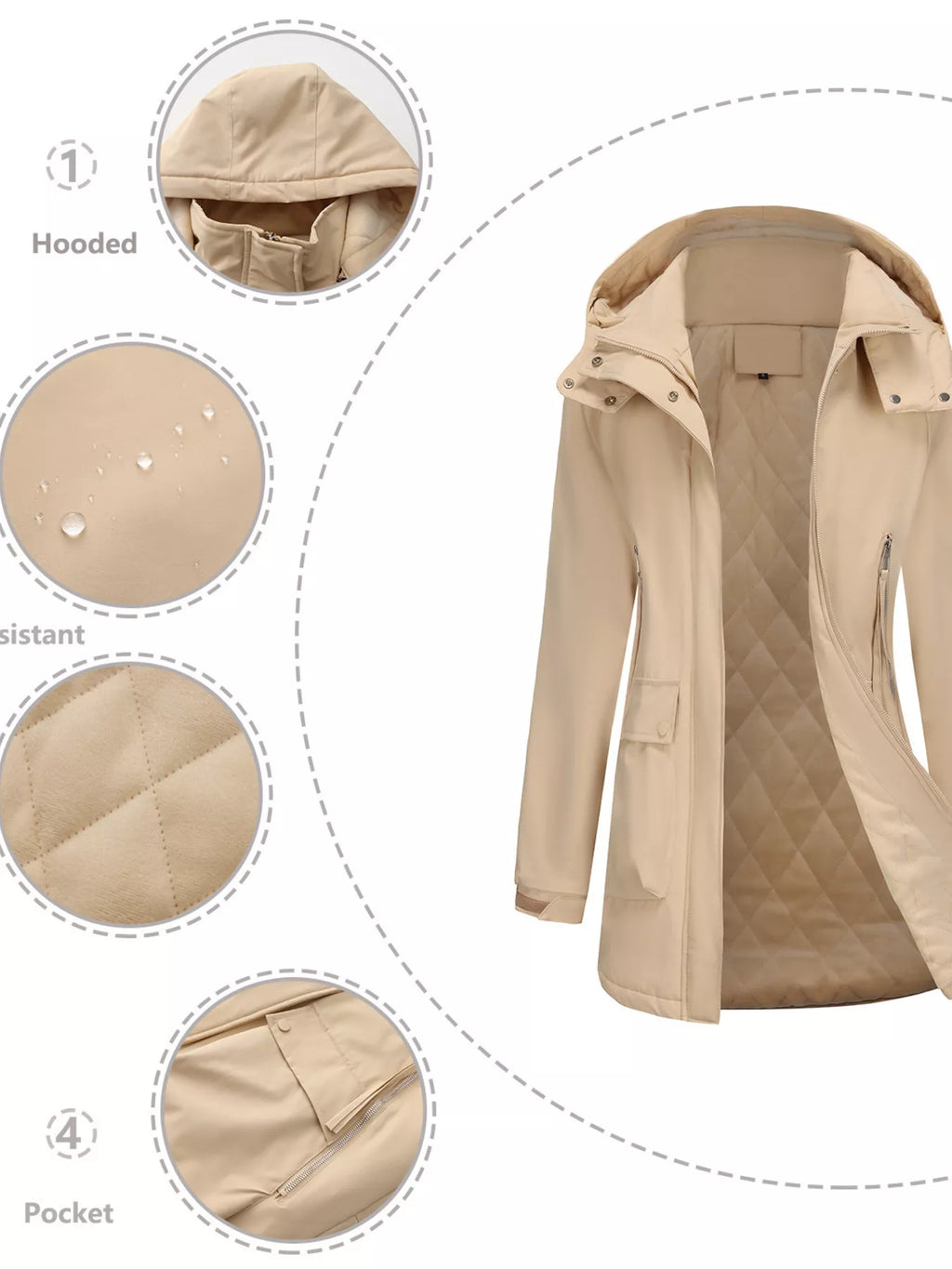 Full Size Zip Up Hooded Parka Outerwear Plus Size