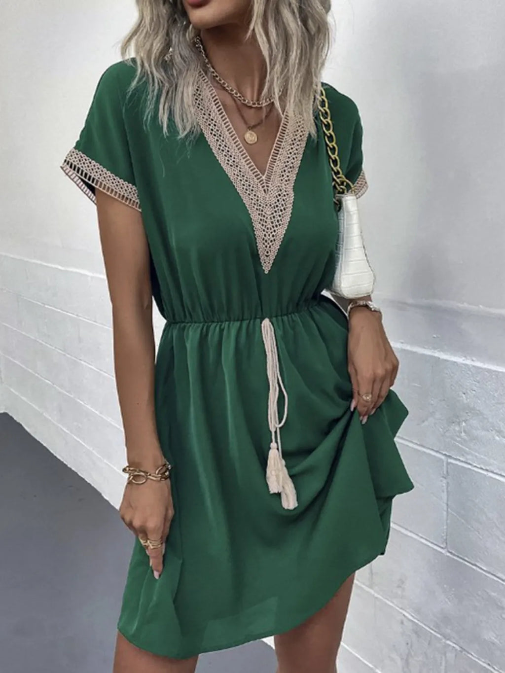 Full Size V-Neck Short Sleeve Dress Plus Size
