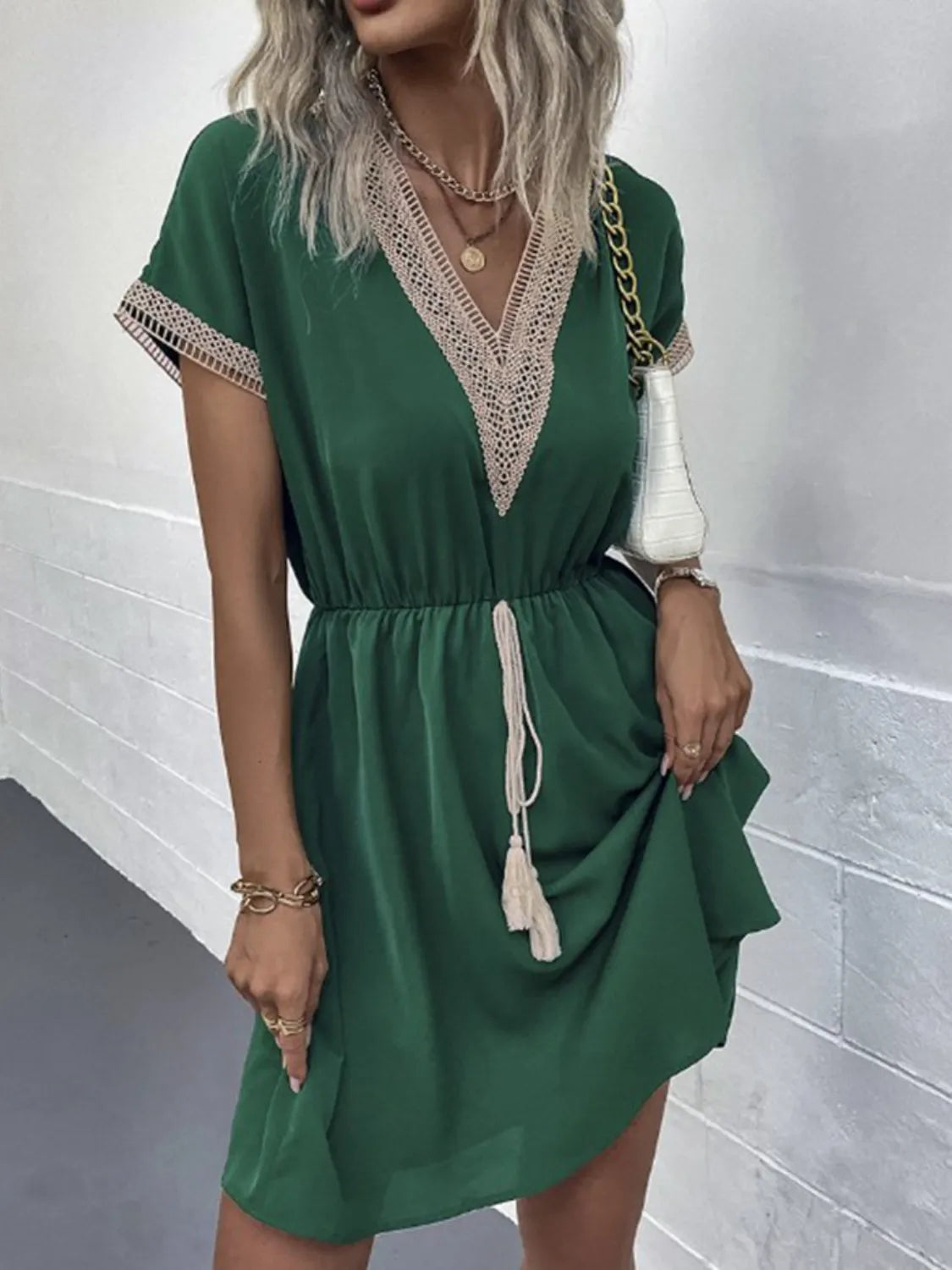 Full Size V-Neck Short Sleeve Dress Plus Size