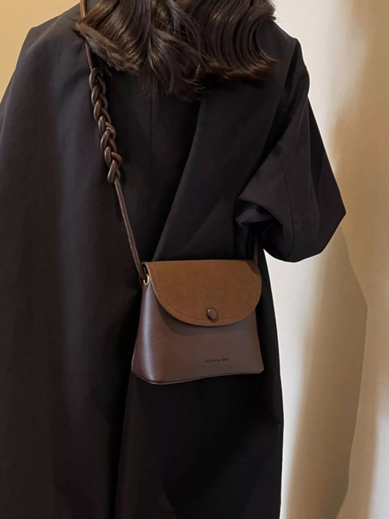 Braided Handle Flap Crossbody Bag