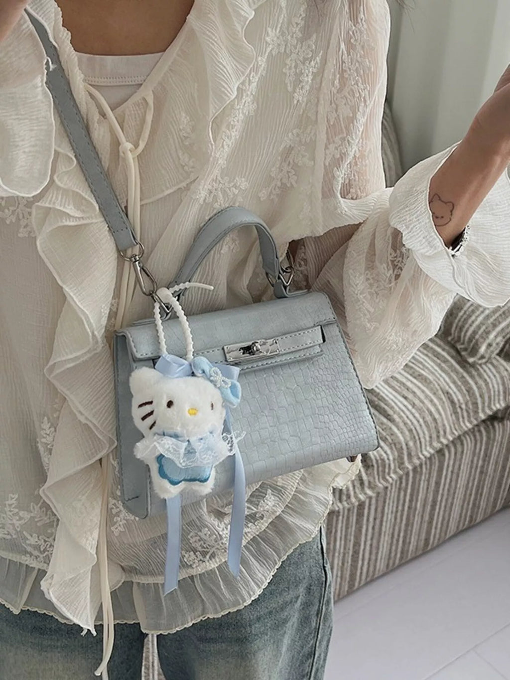 Croc-Embossed Mini Crossbody Bag