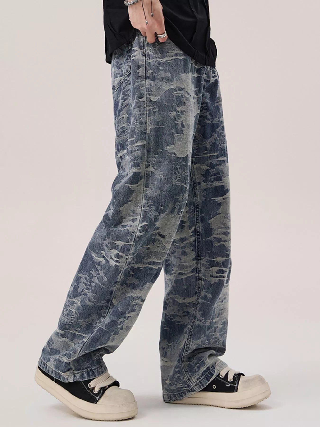 Men's Wash Wide Leg Jeans