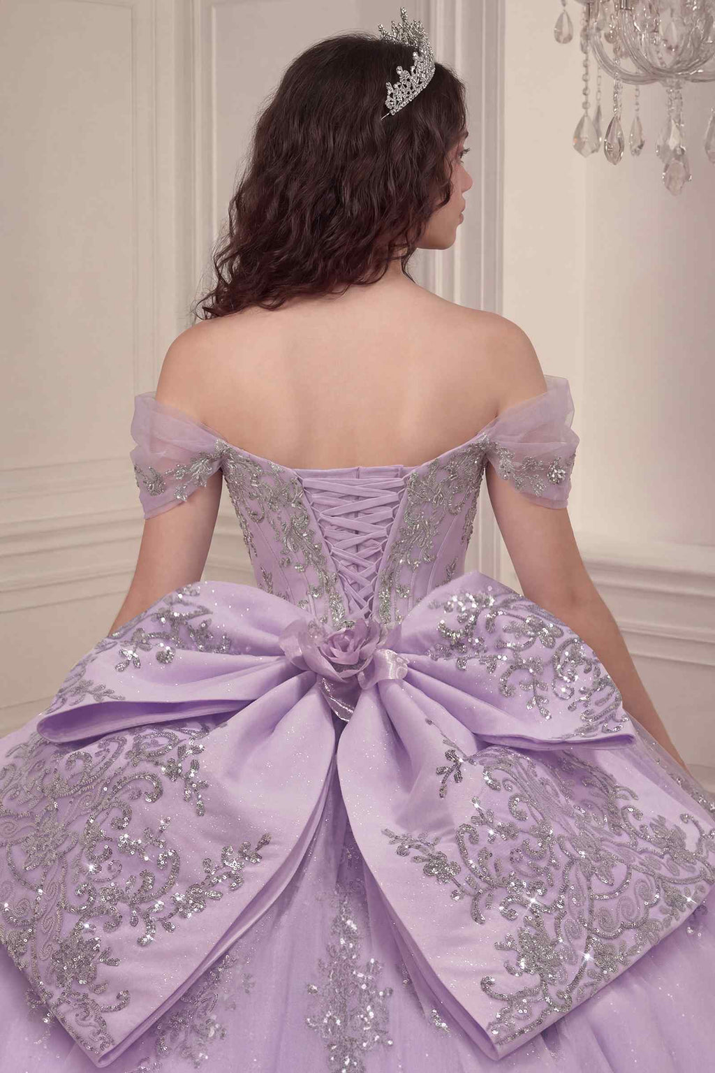 Ladivine 15730 Glitter Tulle Embroidered Lace Applique Sweet 16 Gown