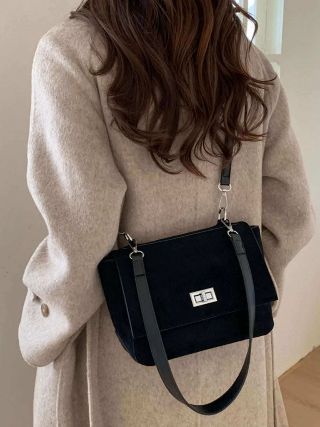 Suede Flap Crossbody Bag