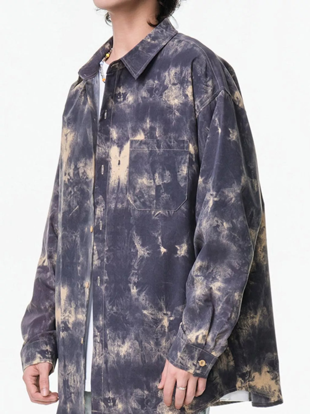 Men's Plus Size Tie-Dye Button-Up Shirt