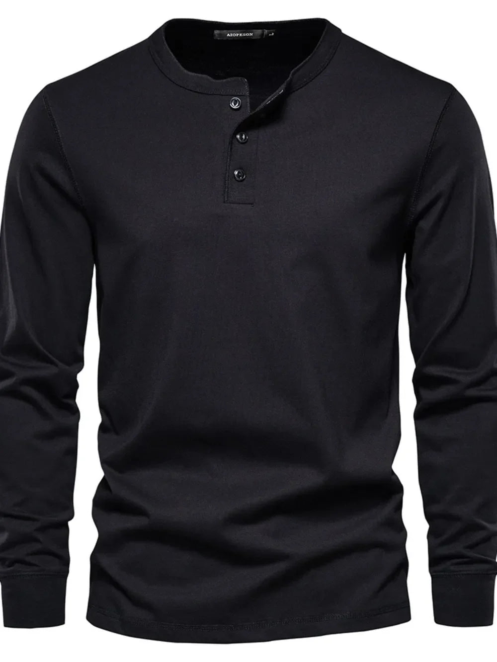 Men's Full Size Quarter Button Round Neck Long Sleeve T-Shirt Plus Size