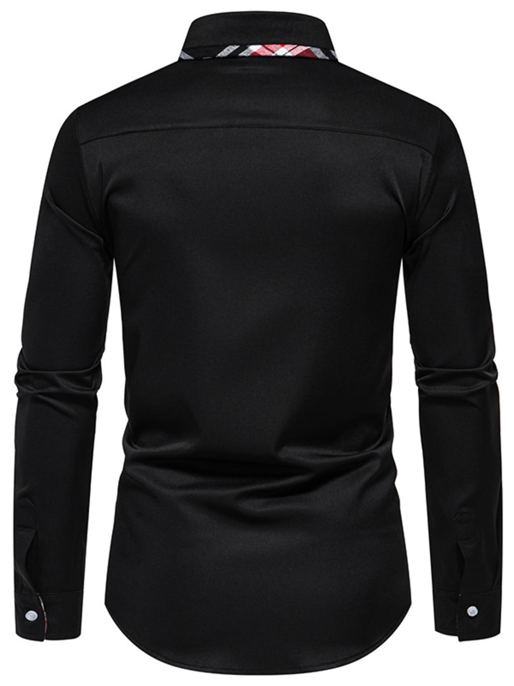Men's Slim Fit Long Sleeve Plaid Trim Shirt