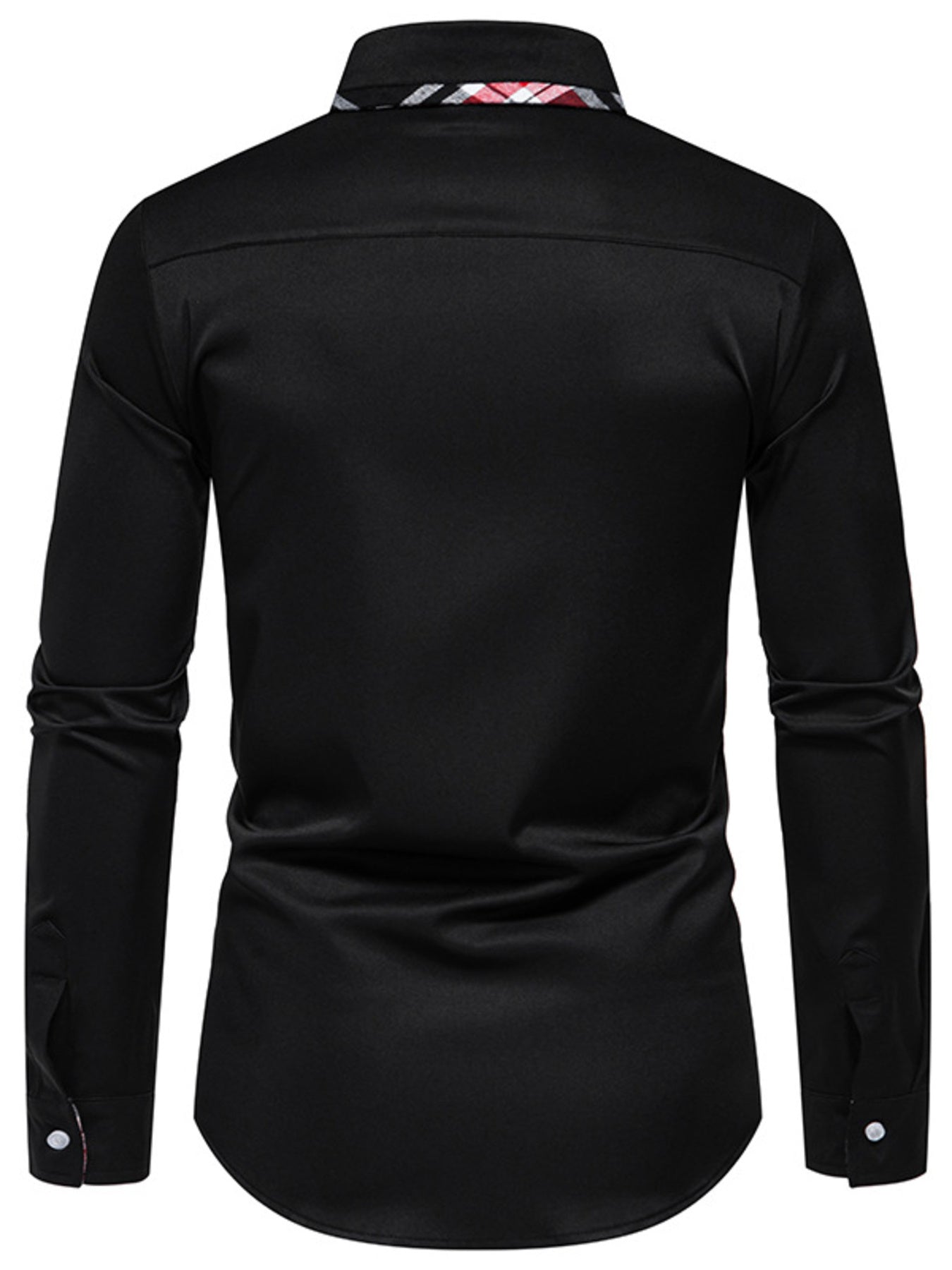 Men's Slim Fit Long Sleeve Plaid Trim Shirt